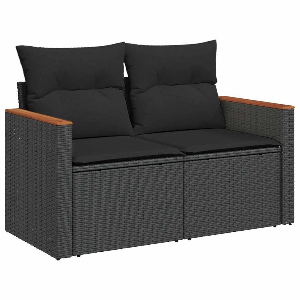 Set Divano da Giardino 13 pcs Nero polyrattan