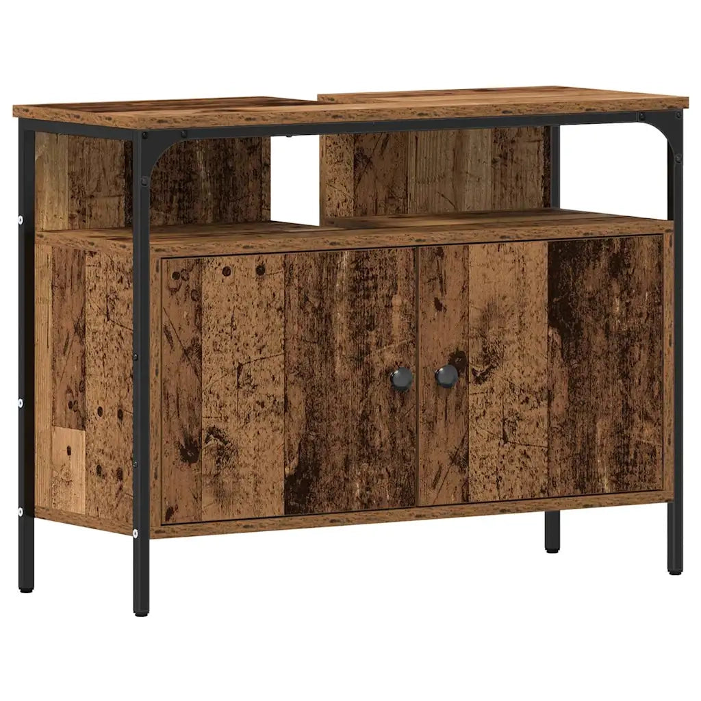Set di mobili per il bagno con lo scaffale 4 pcs Legno vecchio 3332601