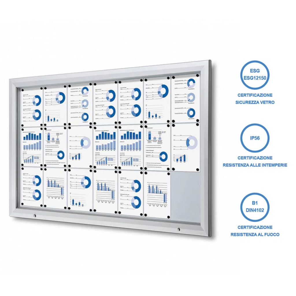 Bacheca per Esterno Certificata IP56 con serratura - 21 x A4