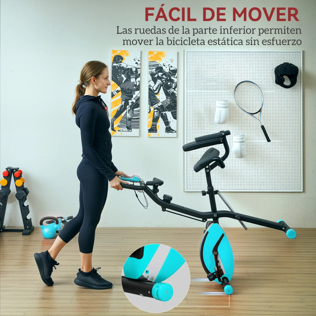 Bicicletta da Fitness Pieghevole Silenziosa con Monitor LCD ¨C Minimal ¨C Verde 43x97x109 cm
