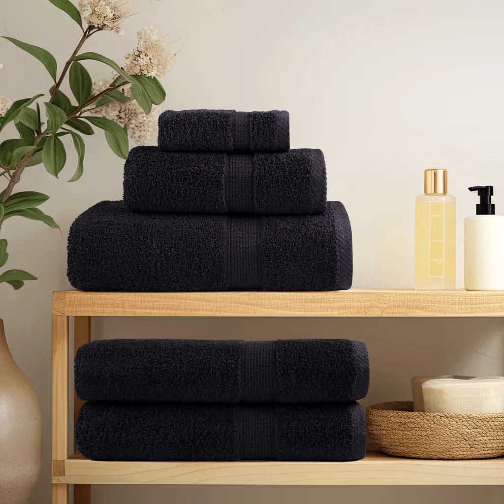 Asciugamani SOLUND 4 pz | Teli per bagno Neri 100x200 cm 600 g/m2