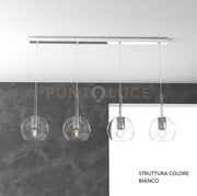 SOSP. BIANCO RETTANGOLARE 4 LUCI VETRI TUTTI PICCOLO TRASPARENTE 1155BI-S4 RP-TR