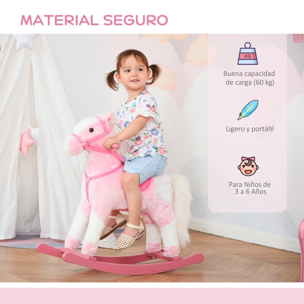 Cavallo a Dondolo in Peluche ¨C Xylo ¨C Rosa con Suoni, 74x28x65 cm