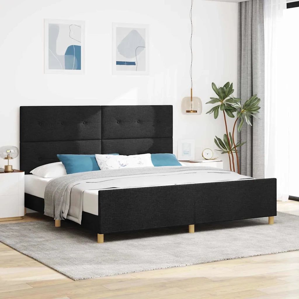 Struttura del letto con testiera Nero 200 x 200 cm Tessuto