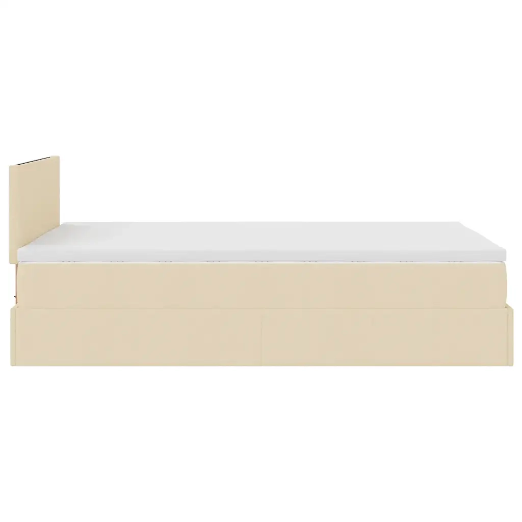 Struttura Letto Pouf con Materasso Crema 120x200 cm in Tessuto 3311371