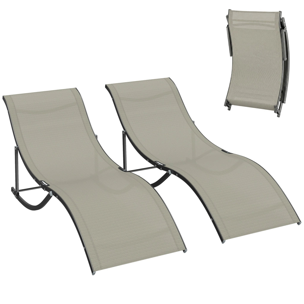 Sdraio Pieghevole da Giardino ¨C Xylo ¨C Alluminio e Textilene 61x165x63cm Set 2 Pezzi