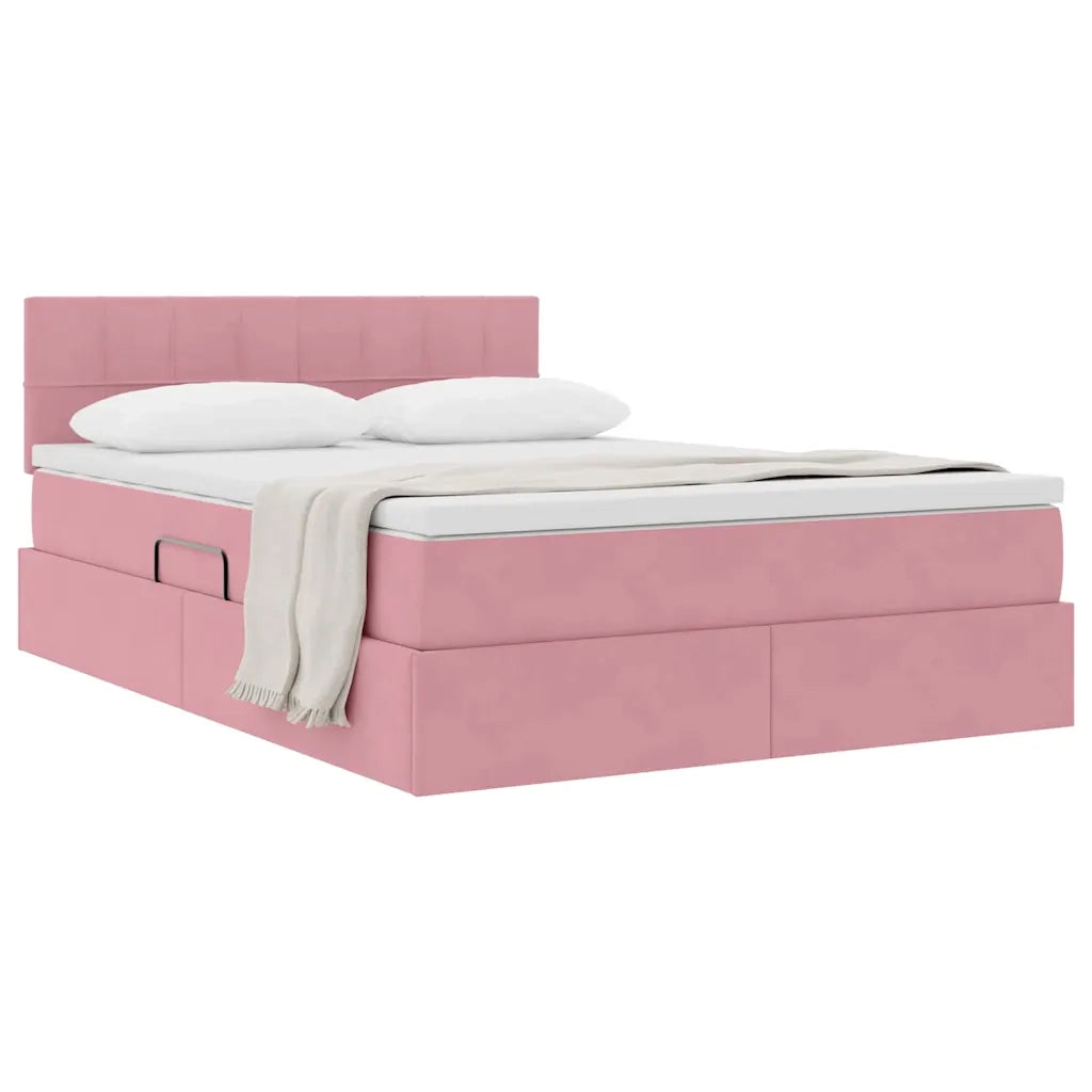 Letto con Contenitore con materasso Rosa 140 x 200 cm Velluto 3370766