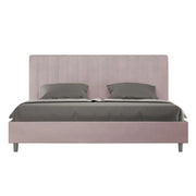 BS COM Letto matrimoniale king size contenitore imbottito 180x200 microfibra glicine