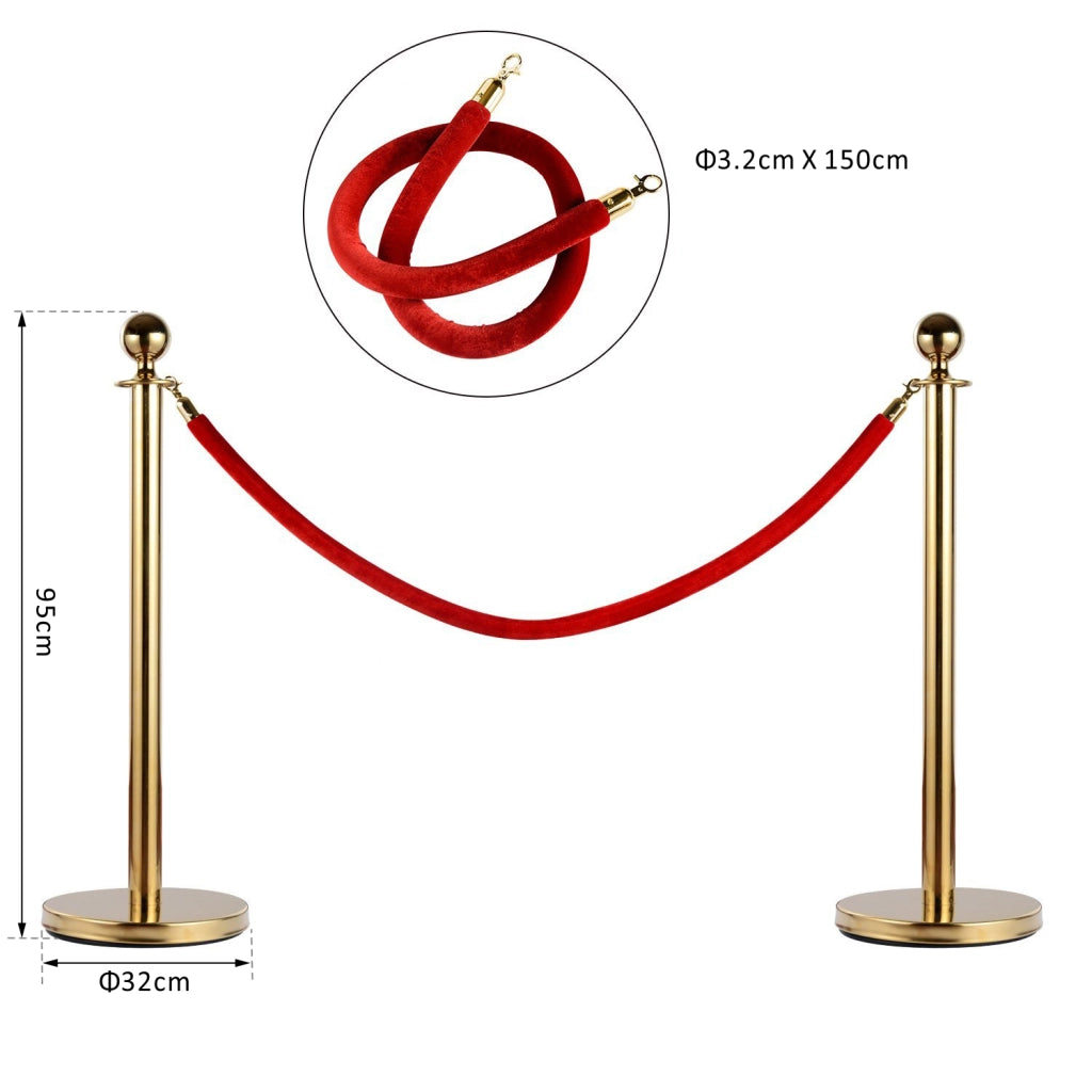 Colonnina Segnapercorso per Code Separatore in Acciaio Rosso e Oro