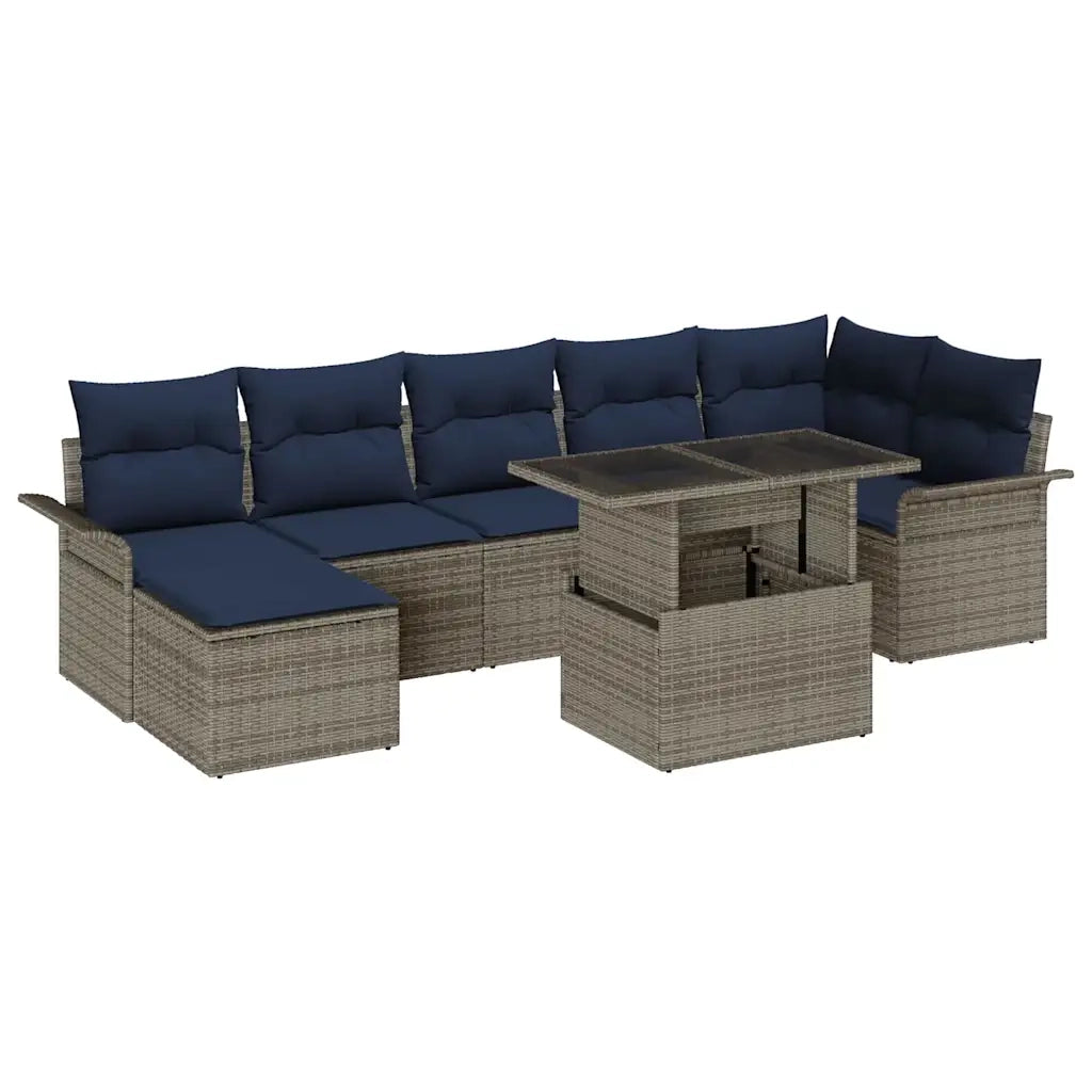Set Divano da Giardino 8 pcs Grigio Rattan in Polipropilene 3357068