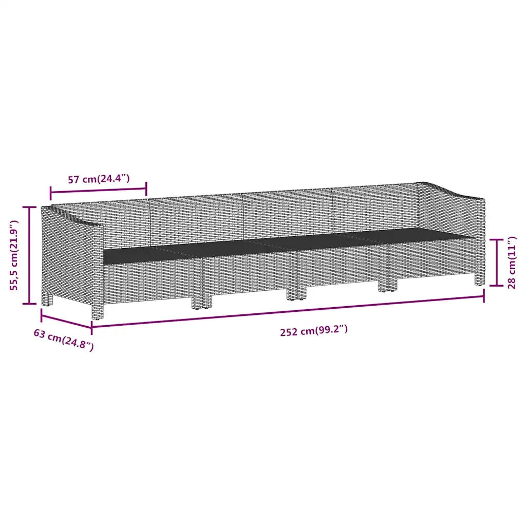 Set da giardino 4 pz | Set Salotto da Giardino con cuscini grigio in polyrattan