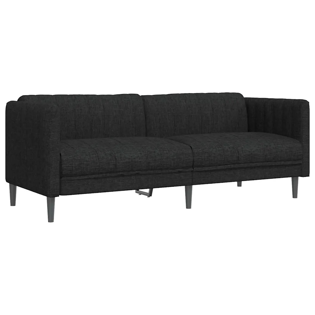 Divano a 3 Posti-Sofa 3 Posti Nero in Tessuto