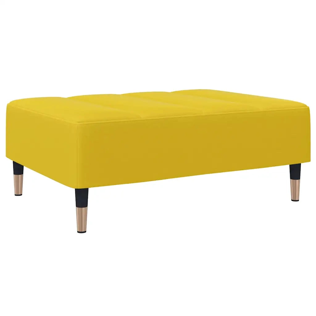 Divano Letto 2 Posti con Sgabello Giallo in Velluto