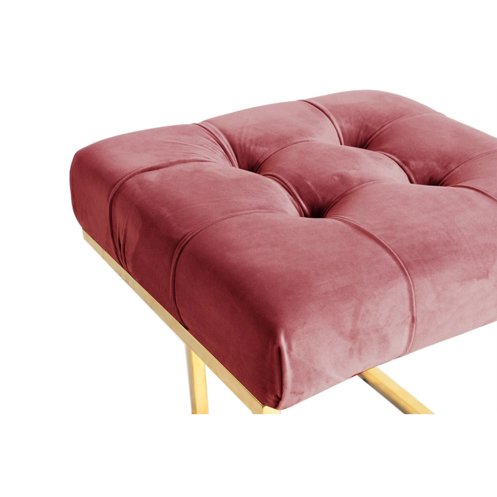 Pouf in velluto rosa antico trapuntato Rare