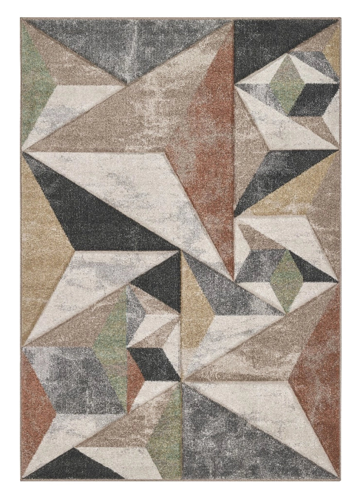 Tappeto FUNNY F8381 grigio beige cm.240x340 design contemporaneo optical effetto 3D