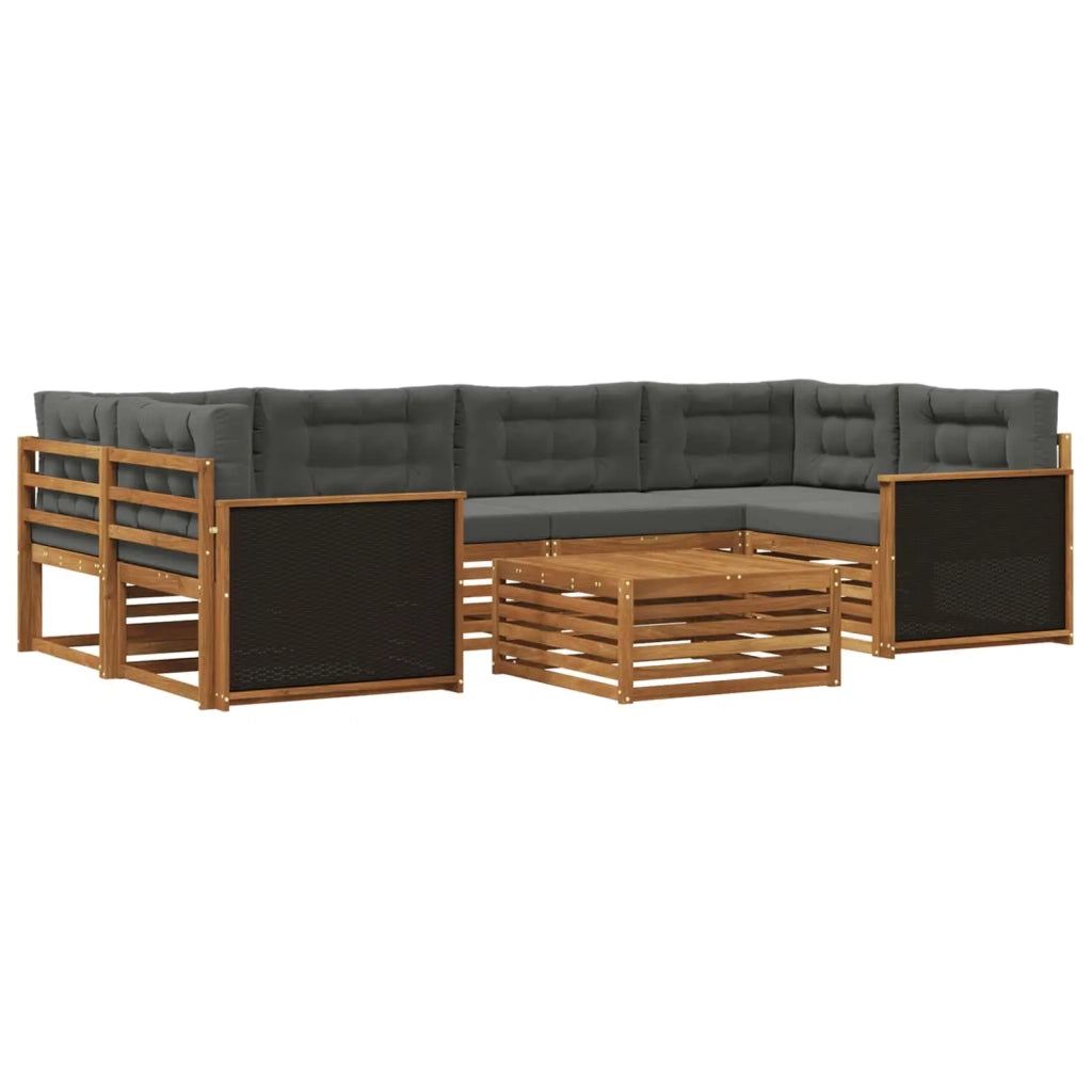 Set di divani da esterno 7 pcs Naturale e Antracite Poliestere 3383075