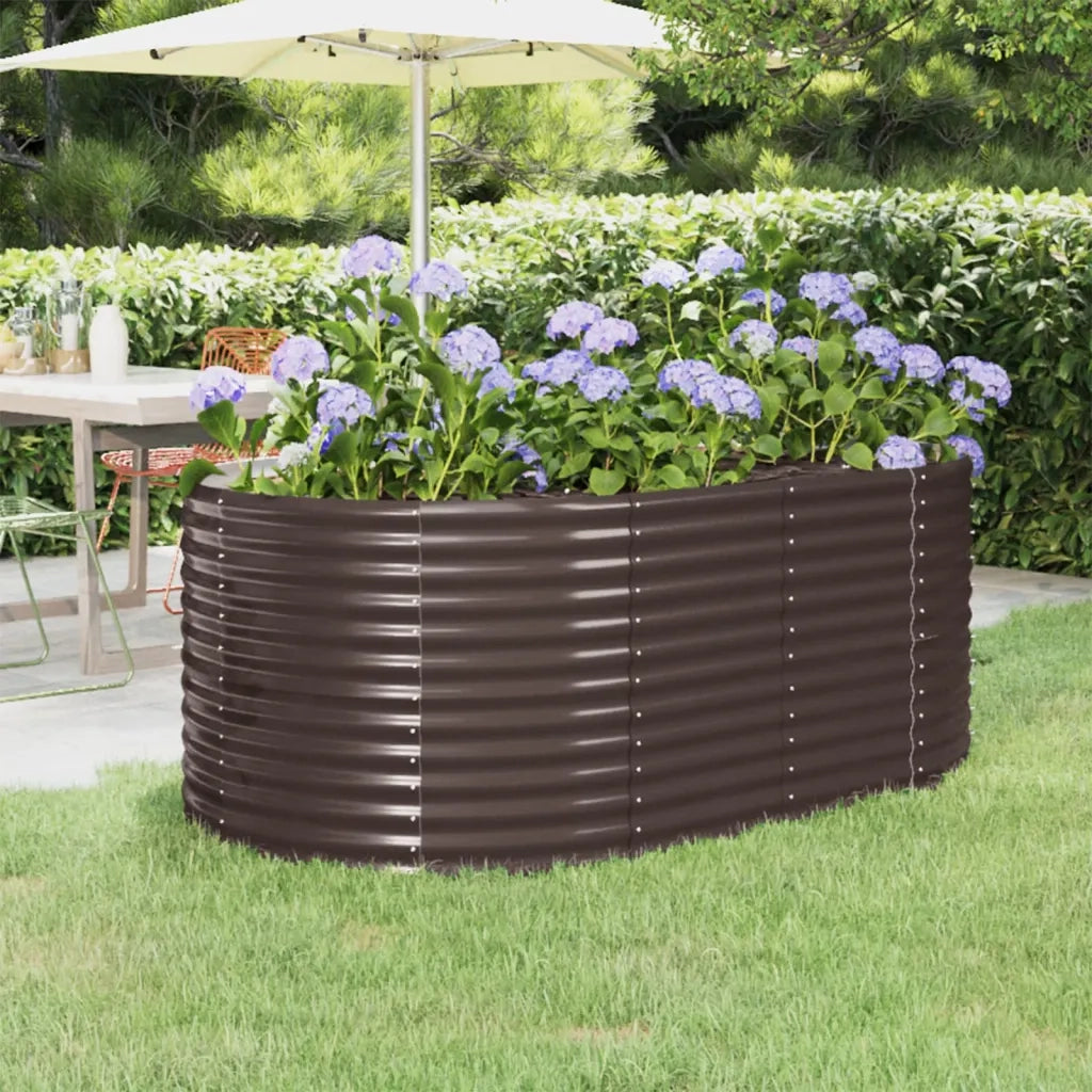 Fioriere | Cassetta per fiori | Letto Giardino Acciaio Verniciato Polvere 175x100x68 cm Marrone