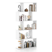 Scaffale a 5 ripiani con dispositivo antiribaltamento-Libreria geometrica a forma di S Bianco