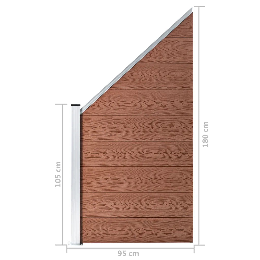 Pannello di recinzione | Recinzione da Giardino in WPC 95x(105-180) cm Marrone