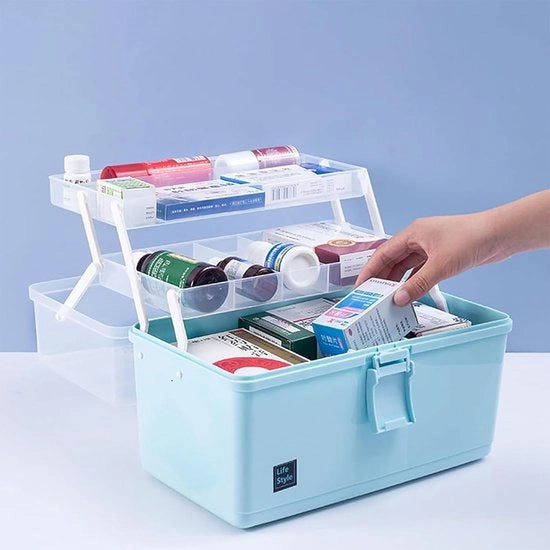 Cassetta di Ricarica Multifunzione 33 cm - Borsa Portatile per Fai da Te, Medicinali, Cosmetici e Primo Soccorso