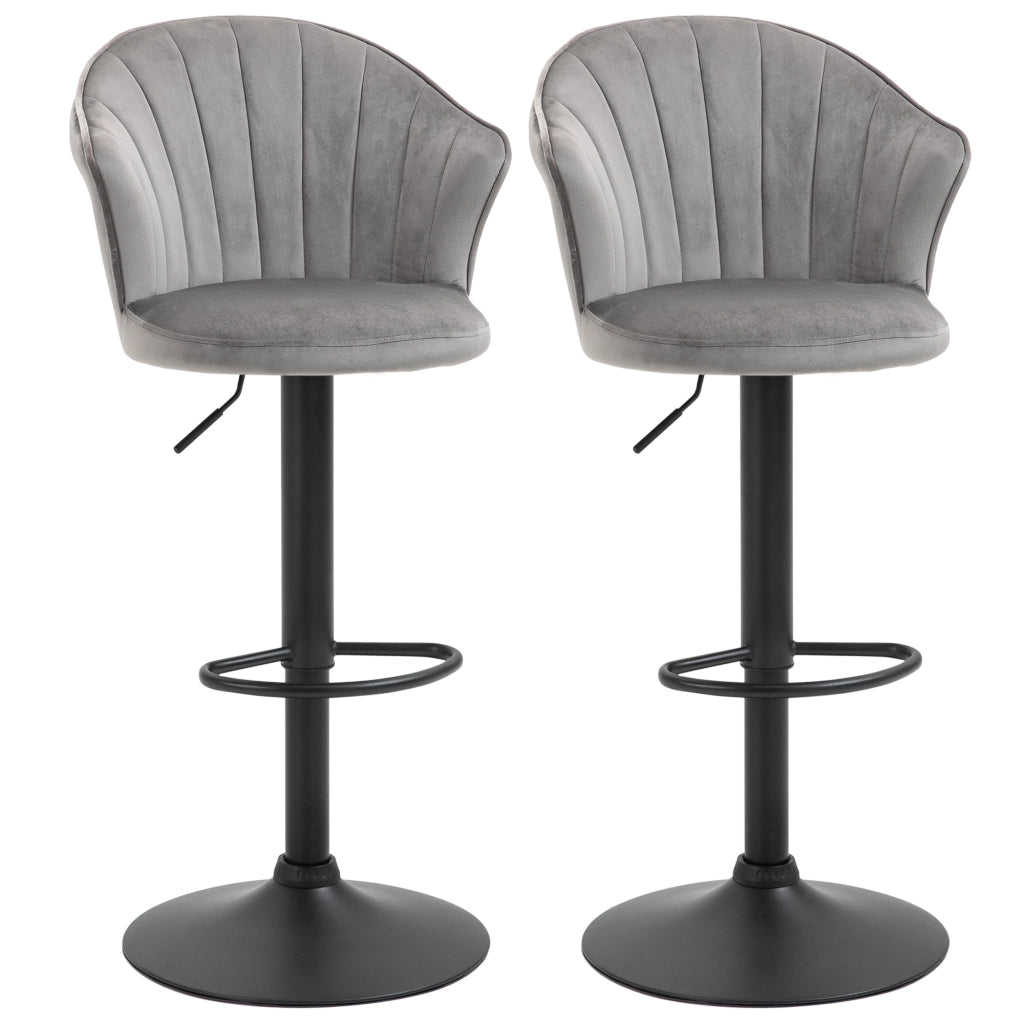 SGABELLO BAR Girevole e Regolabile in Altezza, Set da 2 Pezzi, 54x56x91-111 cm, Grigio