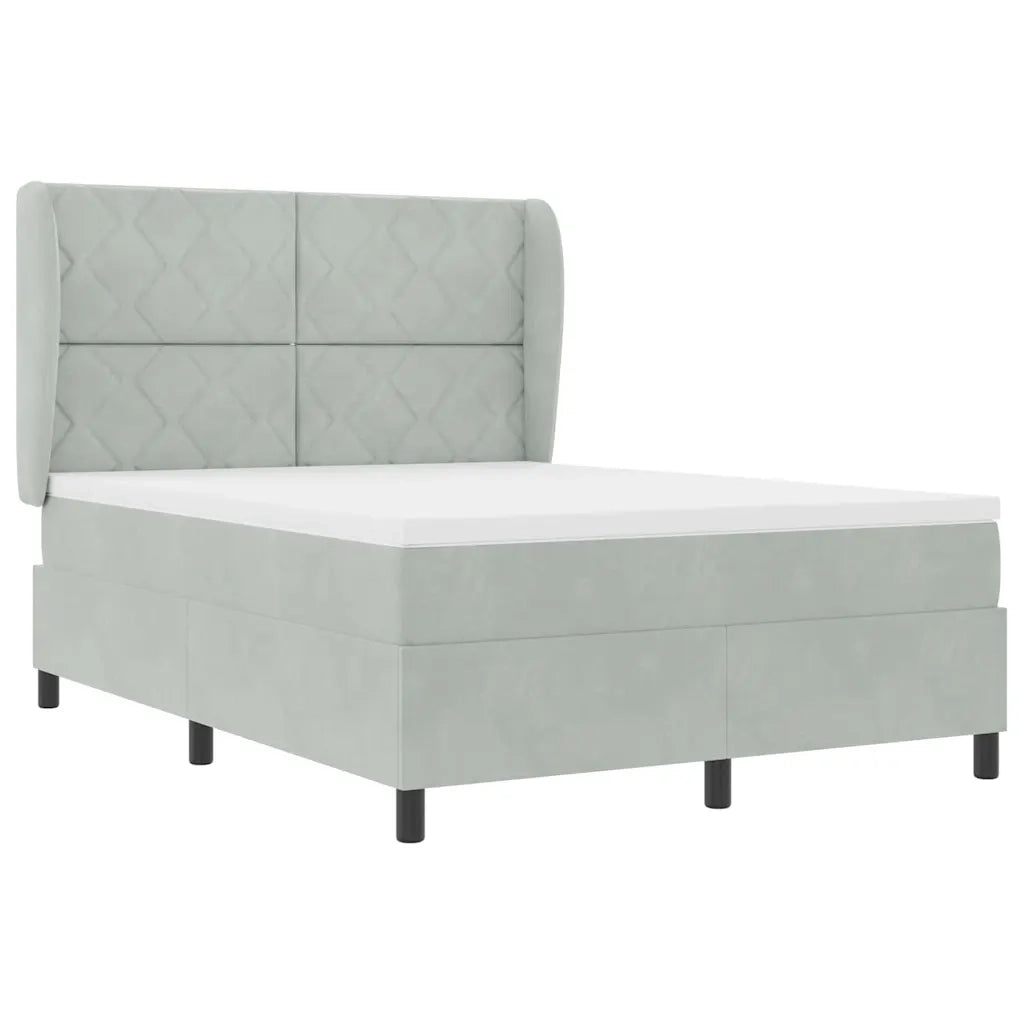 Letto a molle con materasso Grigio chiaro 200 x 140 cm Velluto 3340982