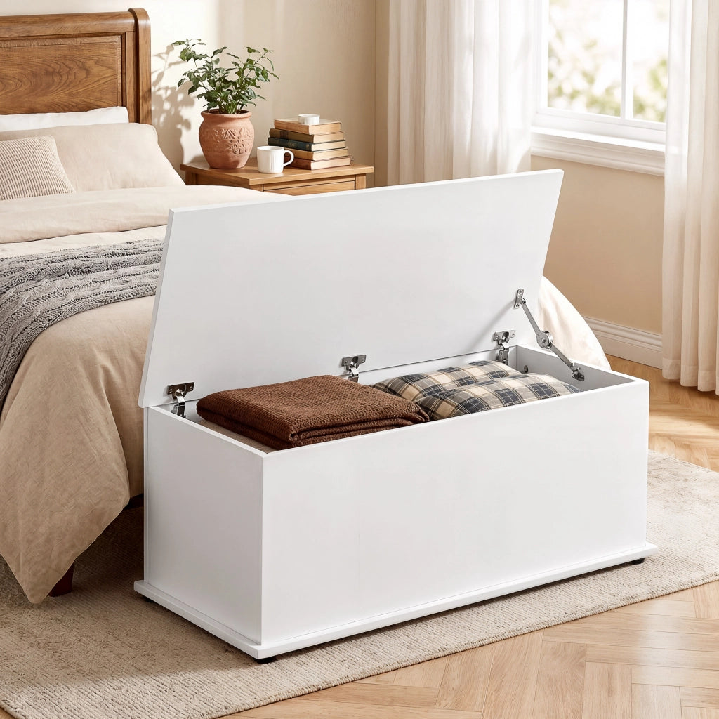 Cassapanca Contenitore in Legno ¨C Minimal ¨C Bianco 100x40x40cm