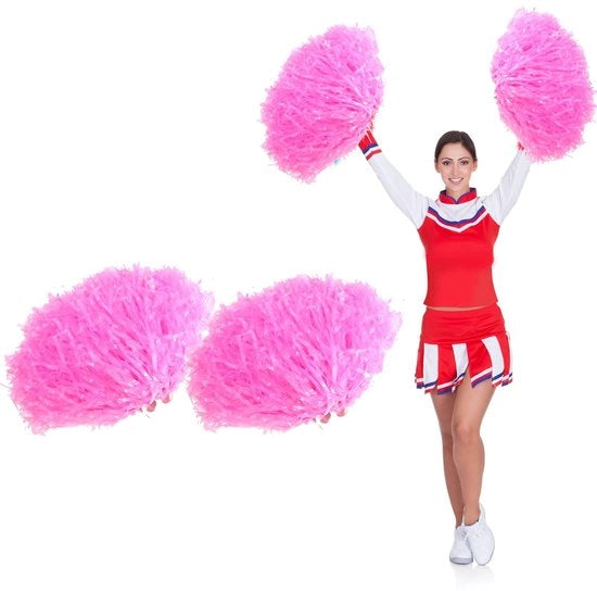 Pom-pom per cheerleading - Sfera metallica - Anello in plastica - Accessori per danze di gruppo - Colorazione rossa - Pompoms