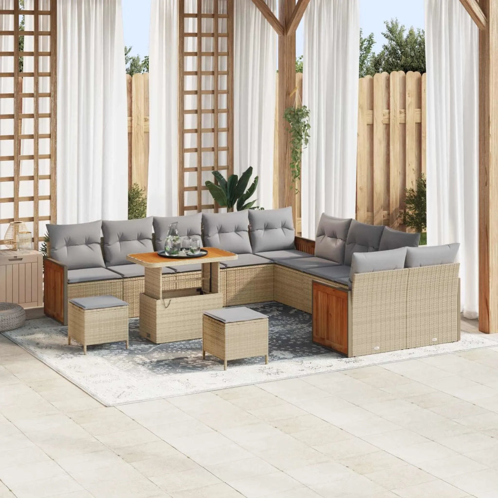 Set Divano da Giardino con cuscino 13 pcs Beige e Grigio Chiaro 3363237
