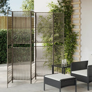 Divisorio per Ambienti | Divider per stanze | Paravento a 6 Pannelli Grigio in Polyrattan