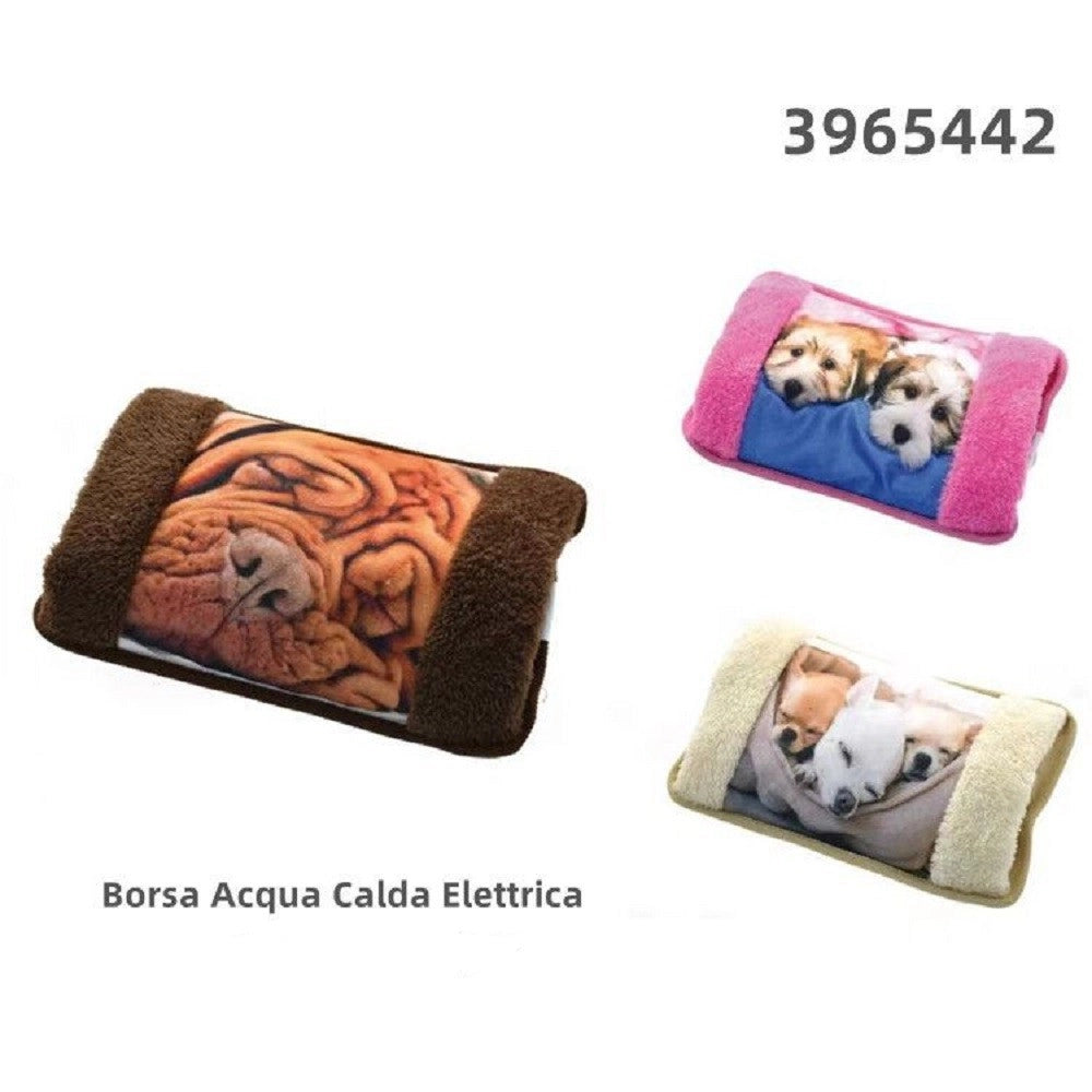 Trade Shop - Borsa Acqua Calda Elettrica Scaldino Scalda Mani In Tessuto Con Cuccioli 3965442 -