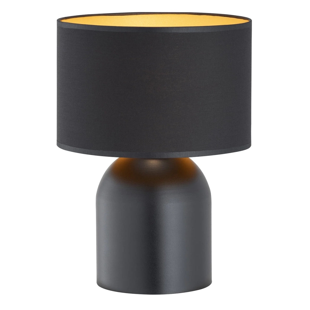 Lampada Da Tavolo Nordica Enlil 1 Luce In Acciaio Nero E Oro