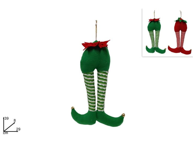 Decorazione Natale Appendino Gambe Elfo 39 cm