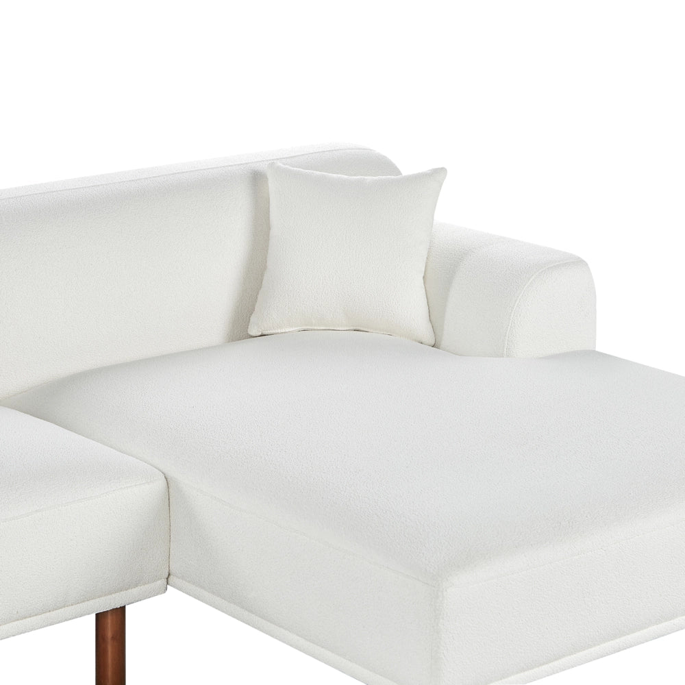 Divano ad angolo sinistro in tessuto bianco lato sinistro stile minimalista