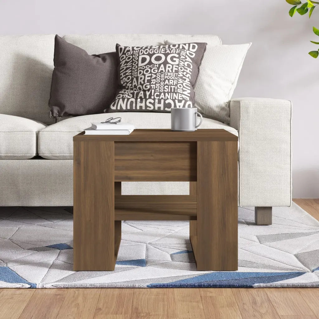 Tavolino Salotto-Tavolino da soggiorno-Tavolo Rovere Marrone 55,5x55x45 cm Legno Multistrato
