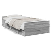 Letto singolo | Letto per adulti | Giroletto Cassetti Grigio Sonoma 75x190 cm Legno Multistrato