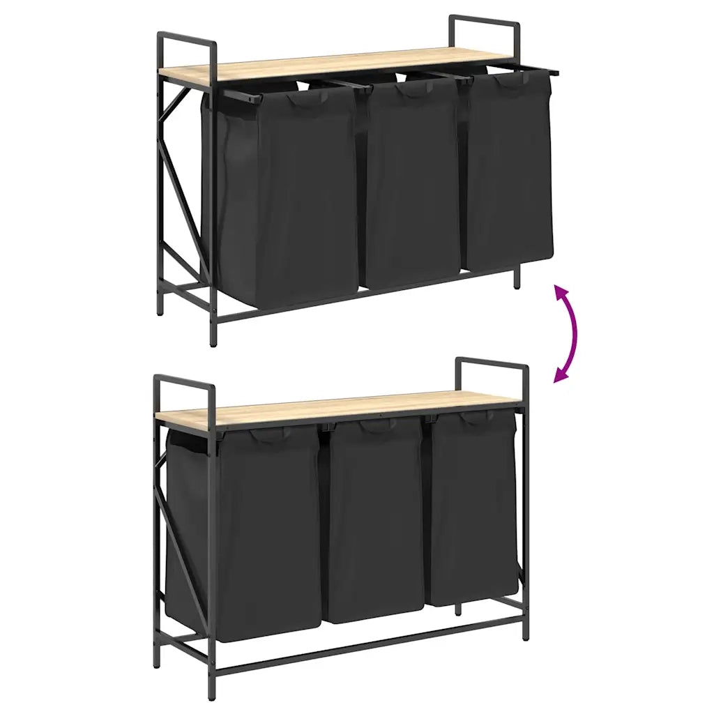 Cesto per la Biancheria 3 Scomparti con Ripiano Rovere Sonoma CFW9227646
