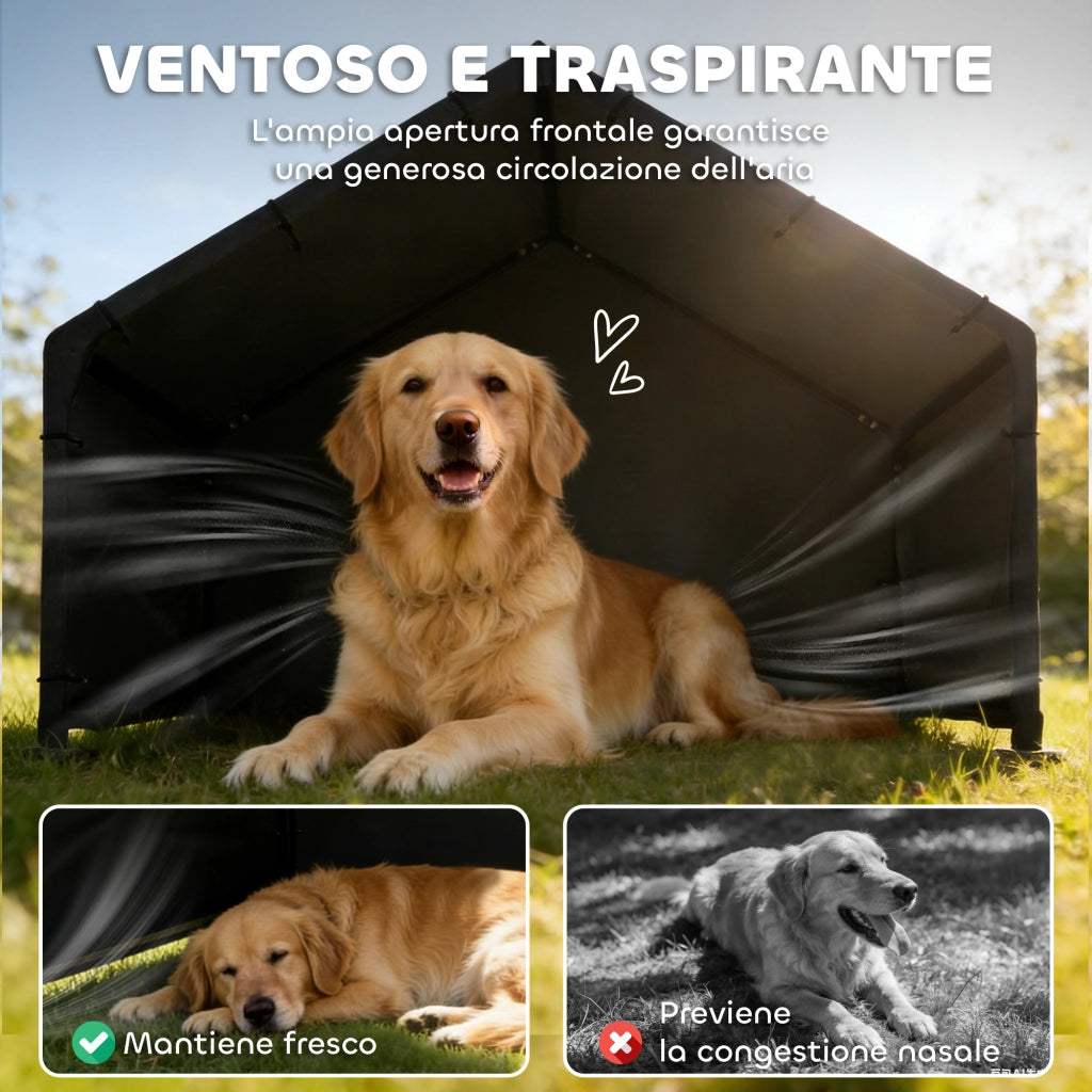 Cuccia per Cani da Esterno ¨C Minimal ¨C Tessuto Oxford, Nero, 125x110x93 cm
