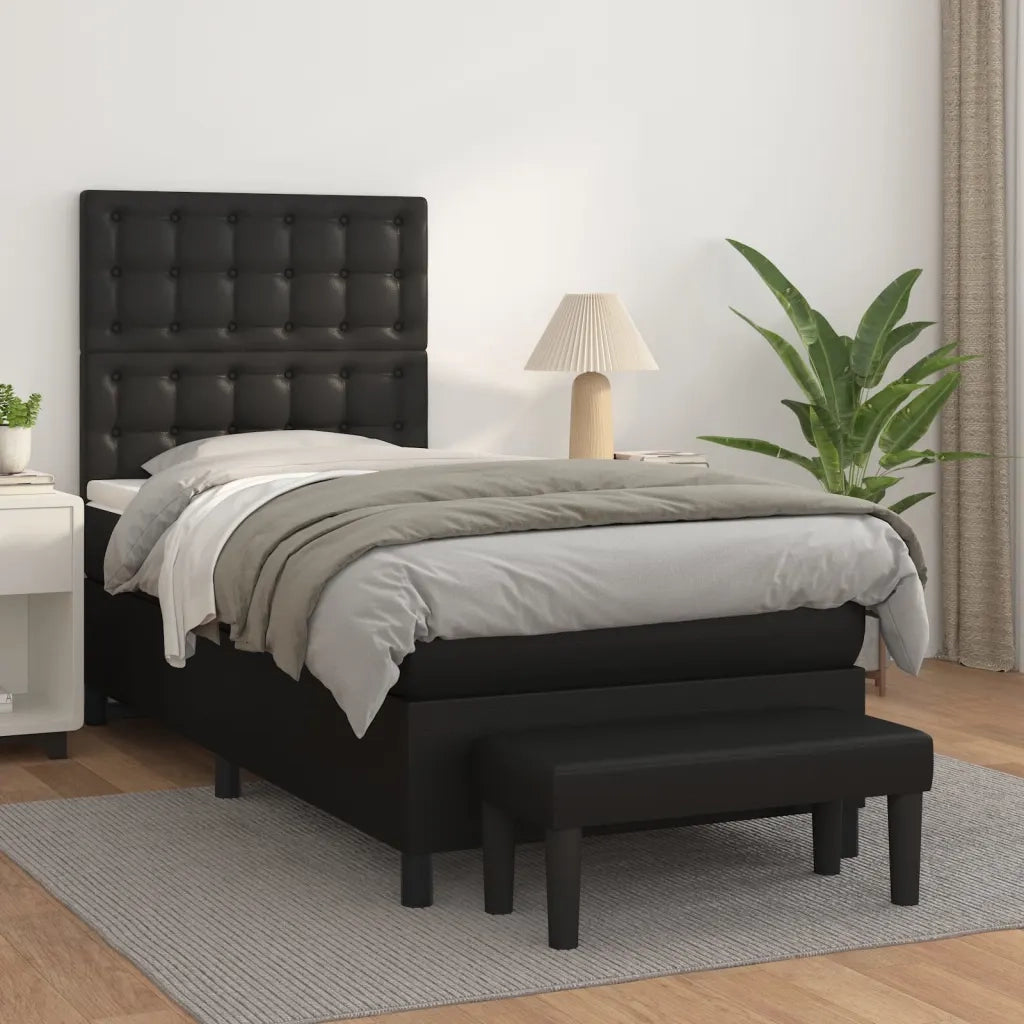 Giroletto a Molle con Materasso-Struttura Letto Nero 80x200 cm in Similpelle 827361