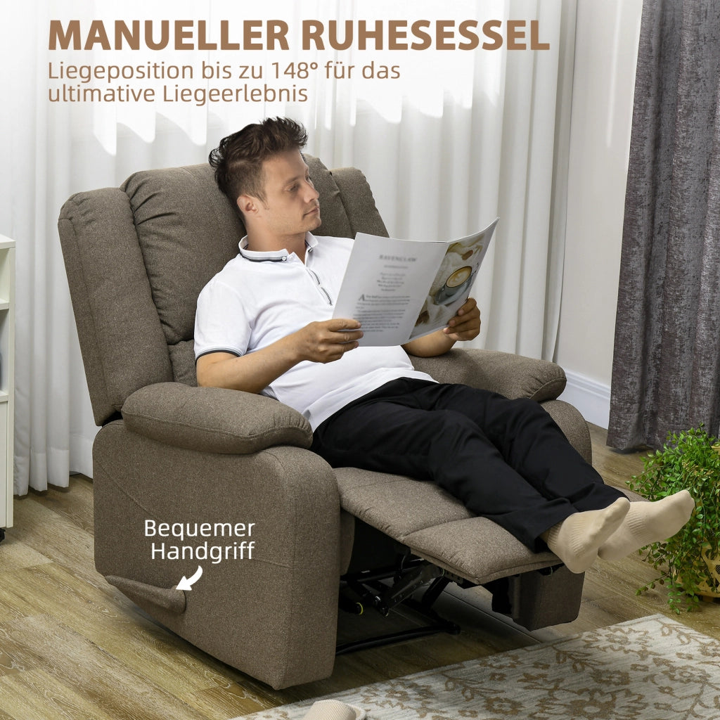 Poltrona Relax Reclinabile con Poggiapiedi Regolabile ¨C Minimal ¨C Marrone 90x96x98 cm