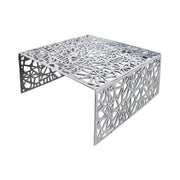 Tavolino basso METRIX quadrato 60 cm – Tavolino basso design in alluminio argentato con motivi geometrici