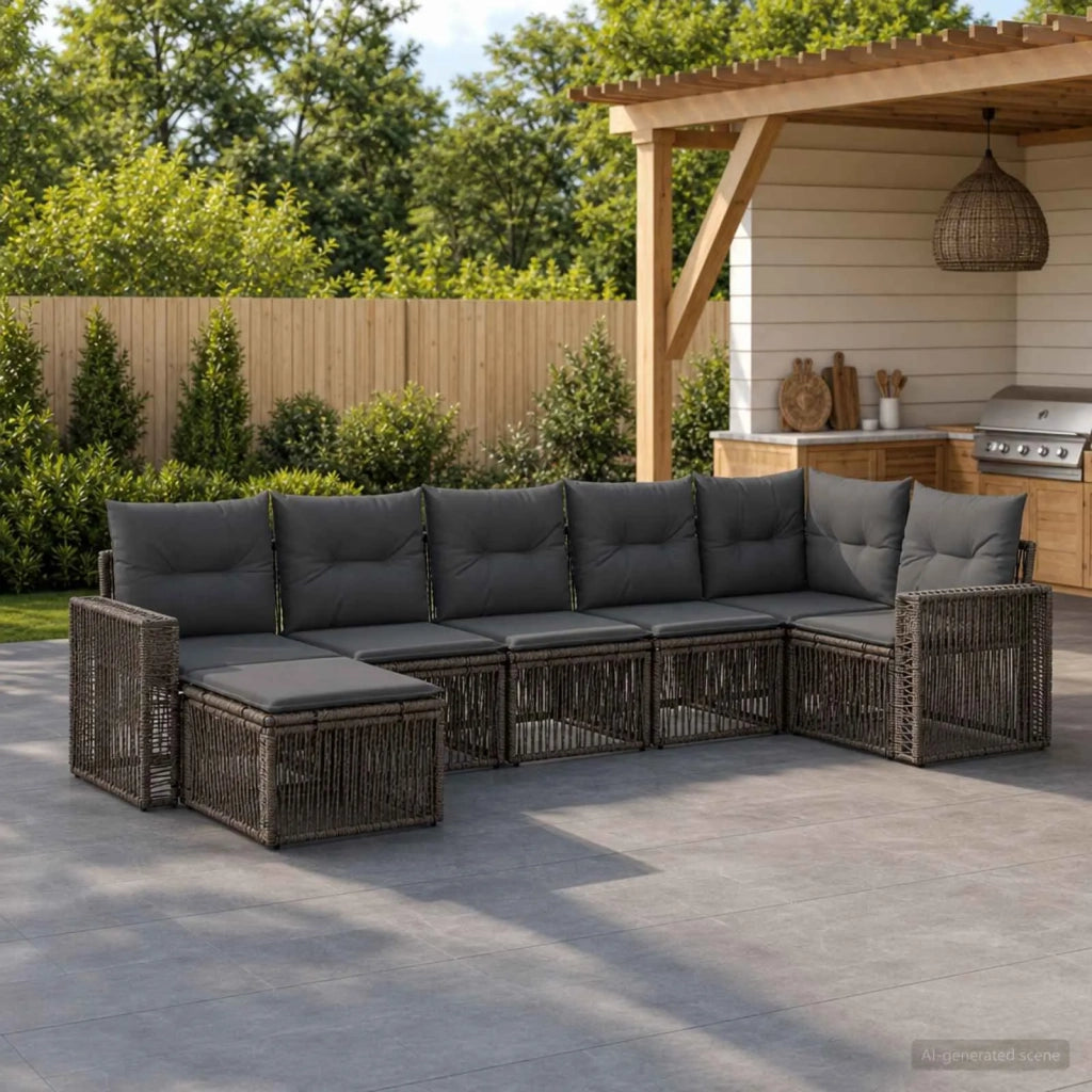 Set Divano da Giardino 7 pz Grigio e Grigio Scuro polyrattan 3435197