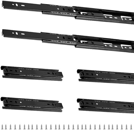 Set di 6 Ladegeleiders Uittrekbaar 200 mm Montaggio Laterale - Acciaio Raffreddato a Quasi Sfere - Capacità di Carico 45 kg - Rails