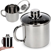 Pentola in acciaio inossidabile con coperchio in vetro - induzione - 1 pezzo - acciaio inossidabile - 1,2 l
