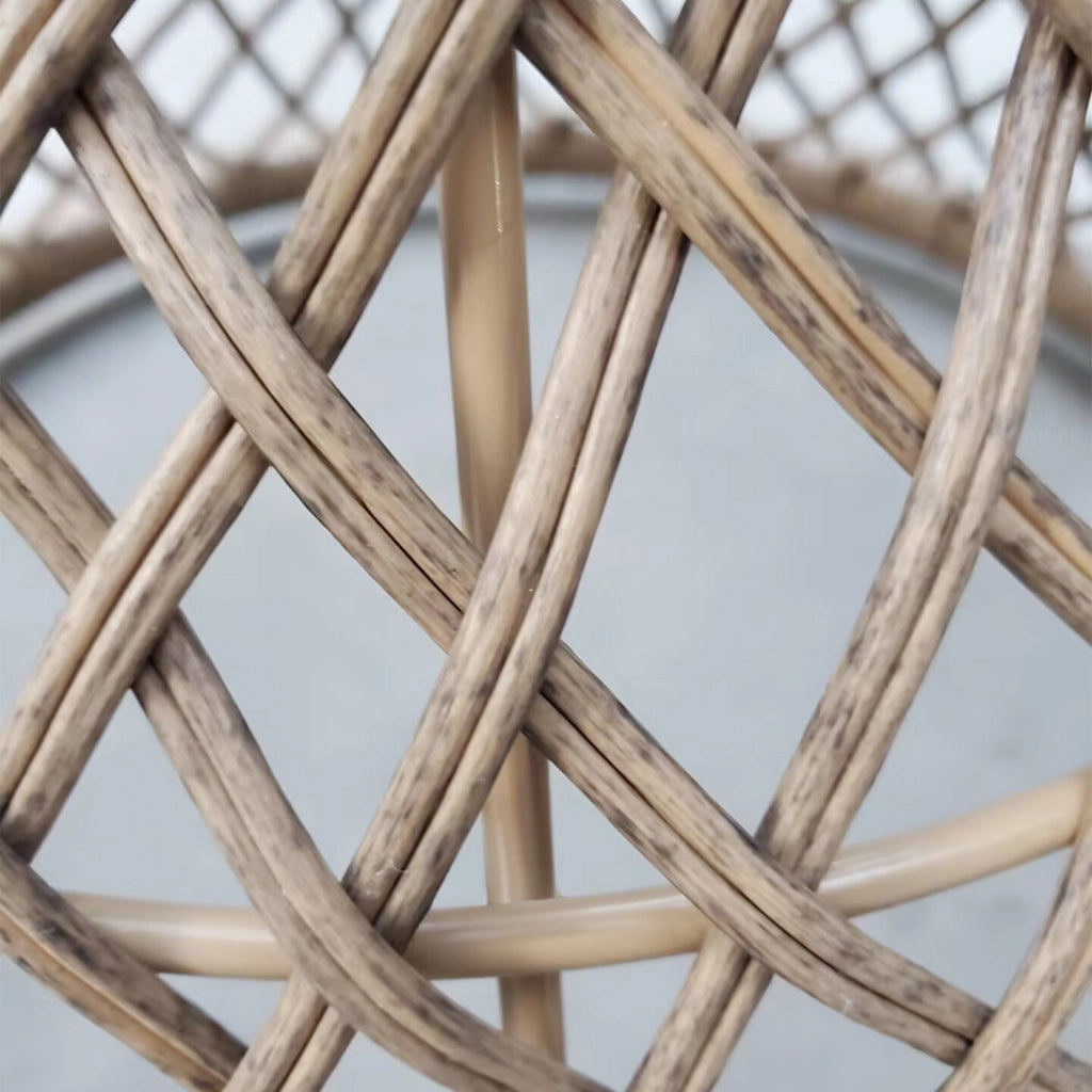 Tavolino da salotto ¨C zephmum ¨C vetro, rattan, 45x45x52, natura