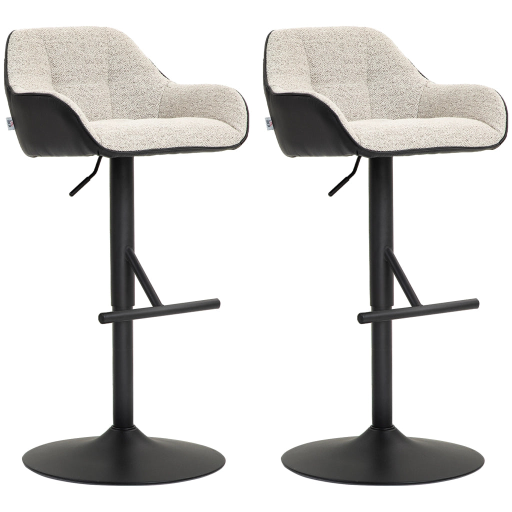 Sgabello da Bar Regolabile ¨C Xylo ¨C Tessuto Effetto Lino Grigio Base Acciaio Set 2 Pezzi