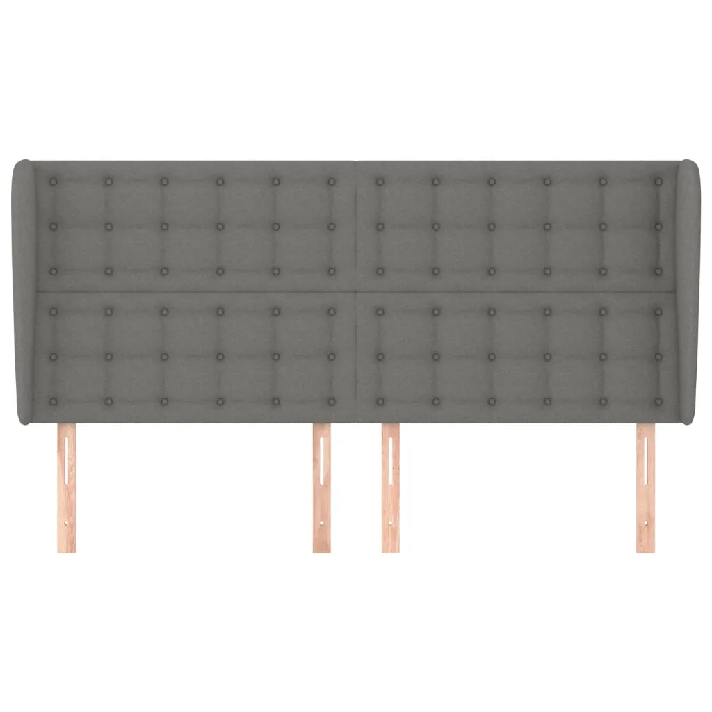 Testiera ad Orecchio-Testata con Orecchie GrigioScuro 183x23x118/128cm in Tessuto 613243