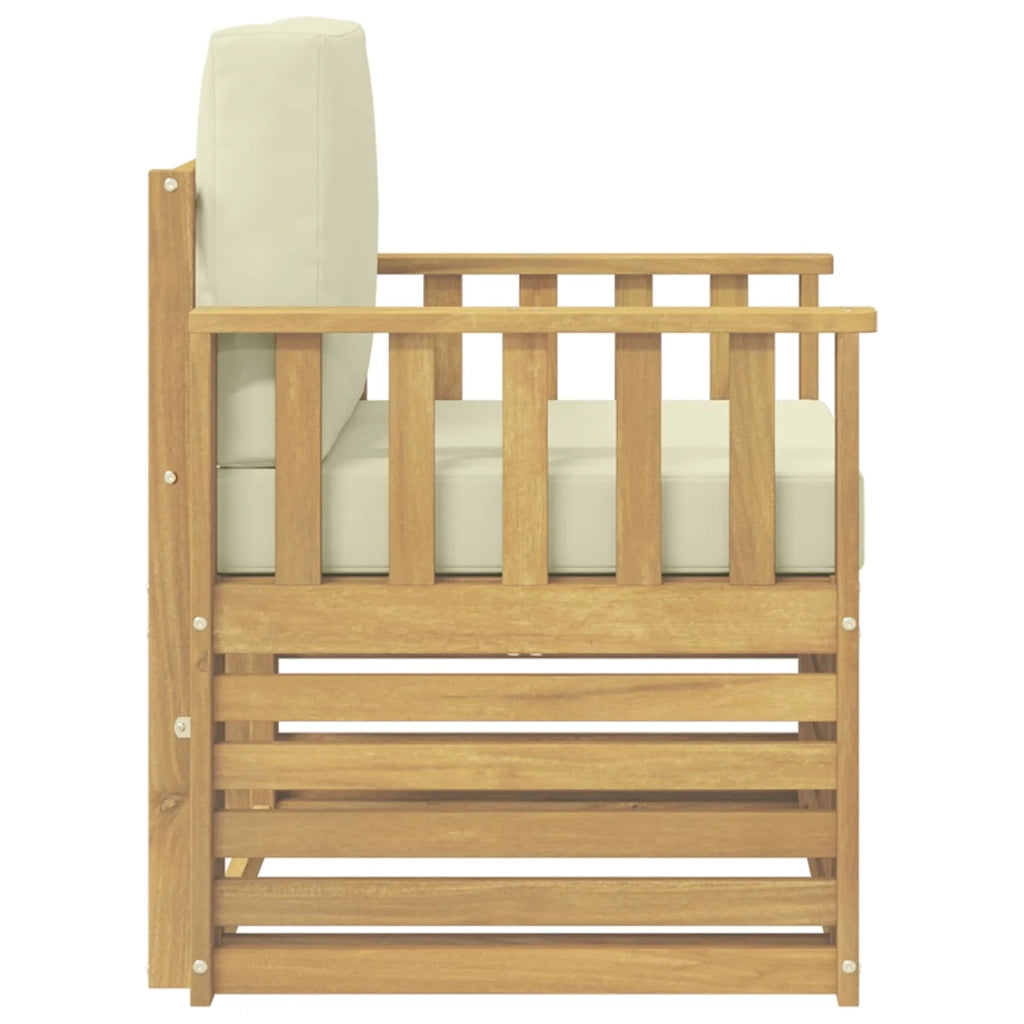 2 Pezzo Set di divani da esterno-Sofa da giardino Poliestere Bianco e Crema 736015
