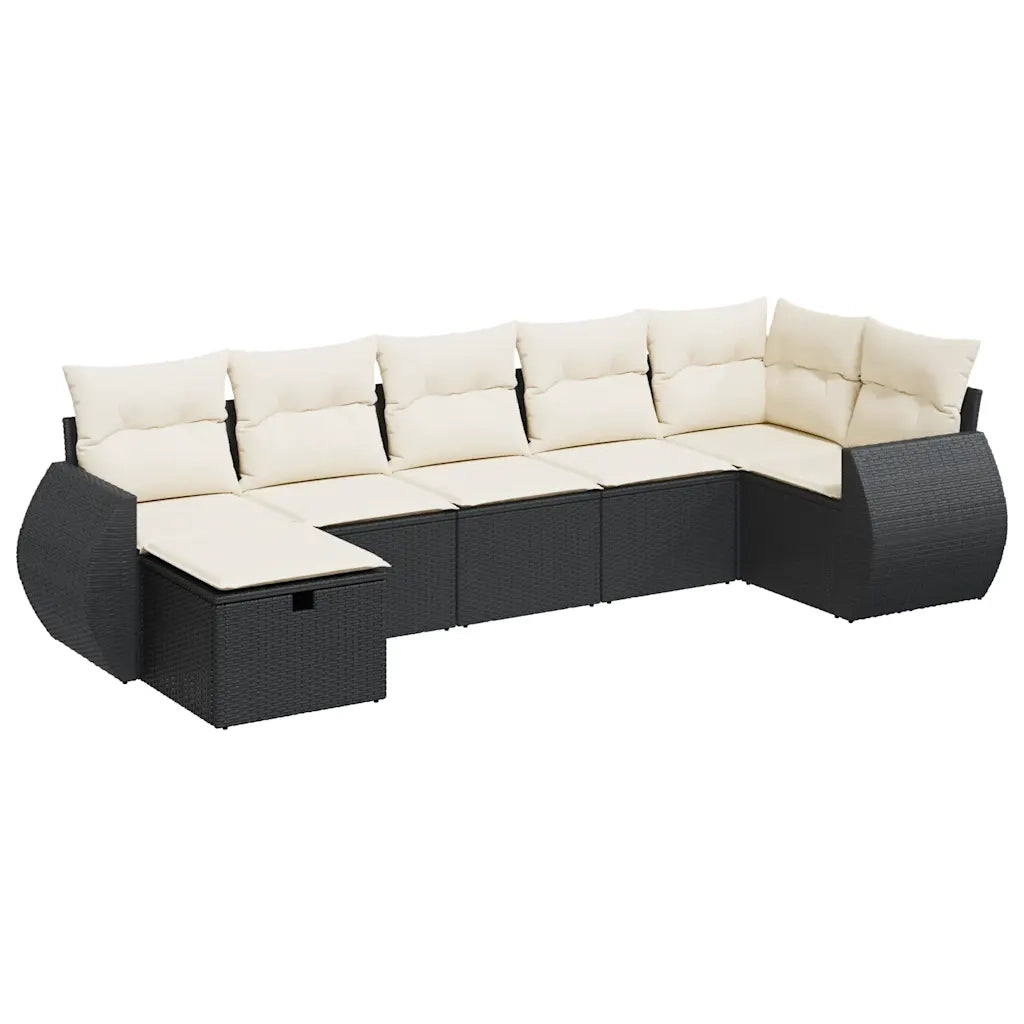 Set Divani da Giardino con Cuscini 7pz Nero Polyrattan 3325602