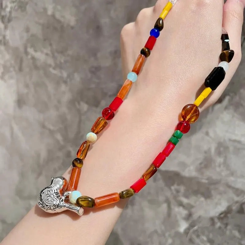 Collana fatta a mano con cristalli di giada colorati, regalo di Natale per donna, regalo di compleanno